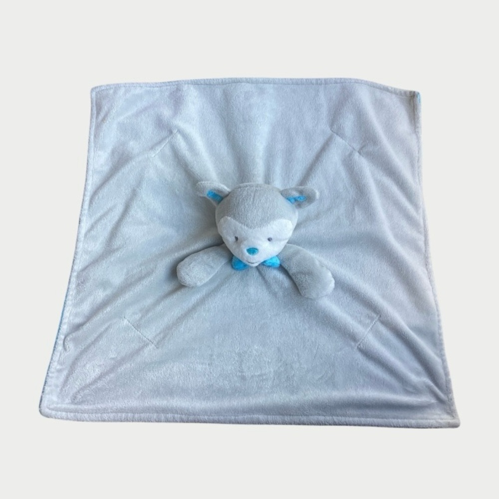 Lovey Bear Wolf Sheep Gray & Teal Plush Security Blanket Baby Lovey